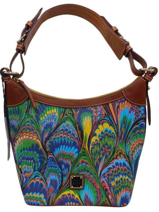 Dooney & Bourke Handbags - Dooney & Bourke Plumes Luna Blue Coated Cotton Large Hobo Bag - NEW